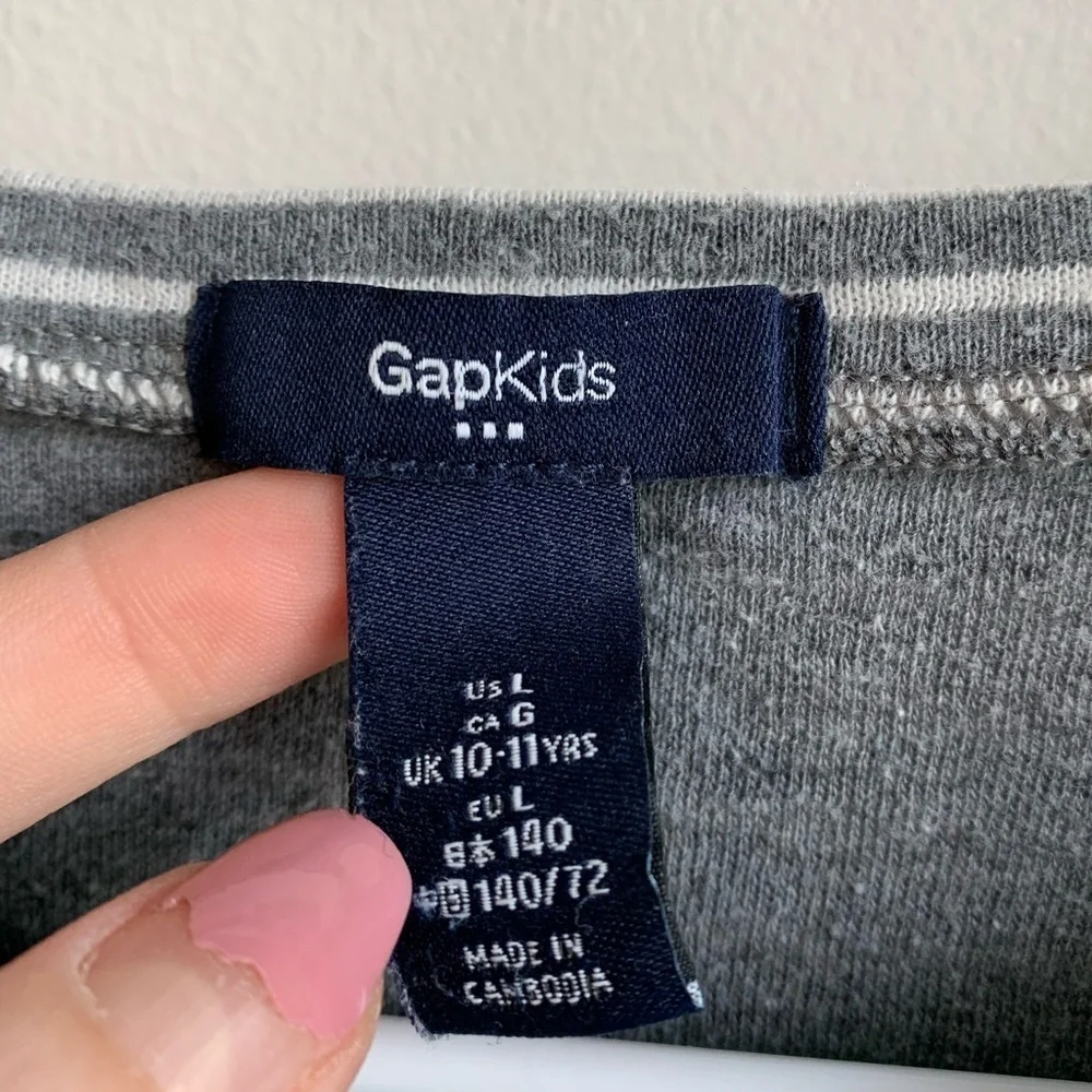 Gap Kids Gray and White Striped Long Sleeve Sweater